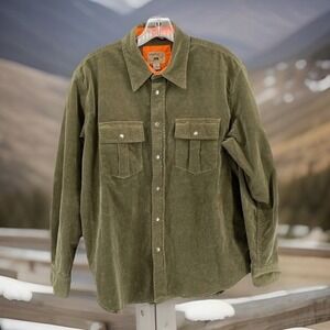 Grizzly Original Outdoors Corduroy L/S Button Up Shirt Men's Medium Green Casual